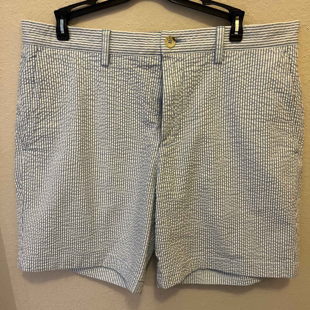 Southern Tide Men's Blue Seersucker Shorts, 34